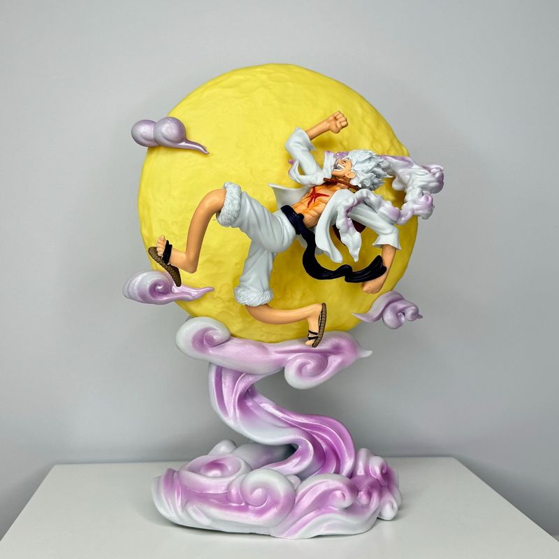 26cm One Piece Moon Nika Luffy Gear 5 Figure – LED Light-Up Moon Statue Model Home Decor