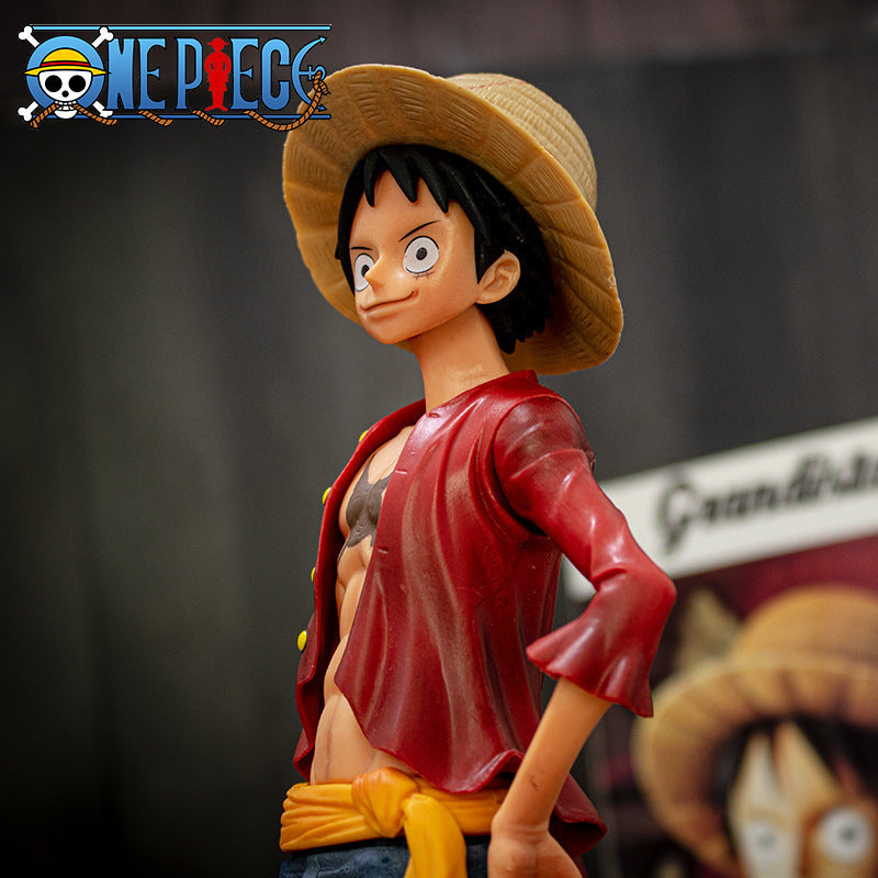28cm One Piece Confident Smiley Luffy Action Figure – 3-Form Face-Changing Anime Model Statue