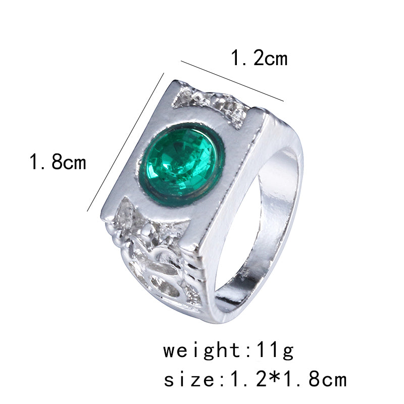 Fashion Jewelry Charm Green Lantern Ring worn on hand
