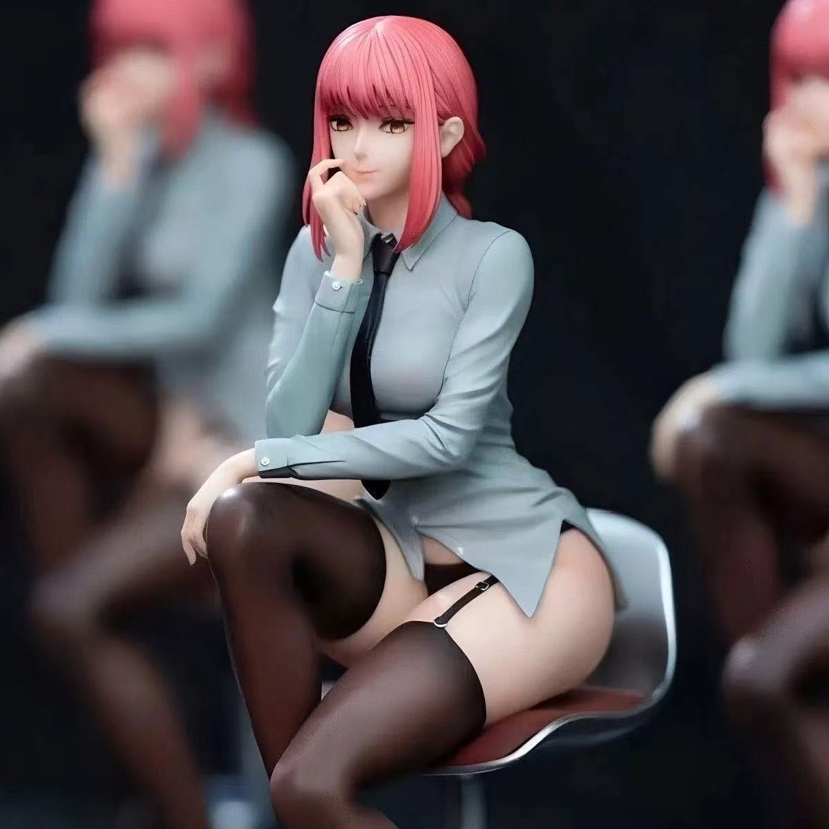 Chainsaw Man Makima Sitting Figure Black Stockings Suit Anime Statue Model