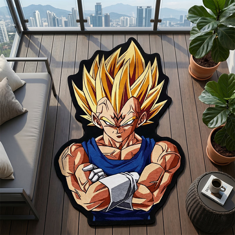 Dragon Ball Z Majin Vegeta Non-Slip Fan Art Rug – Irregular Shape Gaming Room &amp; Bedroom Floor Mat