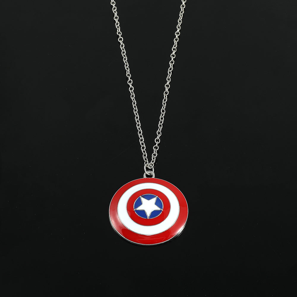 Captain America Shield Pendant Necklace – Superhero Punk Style Cosplay Jewelry for Men &amp; Women