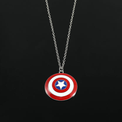 Captain America Shield Pendant Necklace – Superhero Punk Style Cosplay Jewelry for Men &amp; Women