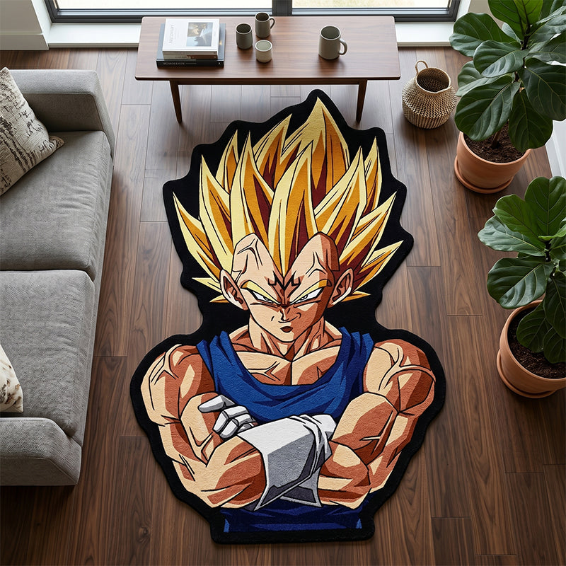 Dragon Ball Z Majin Vegeta Non-Slip Fan Art Rug – Irregular Shape Gaming Room &amp; Bedroom Floor Mat