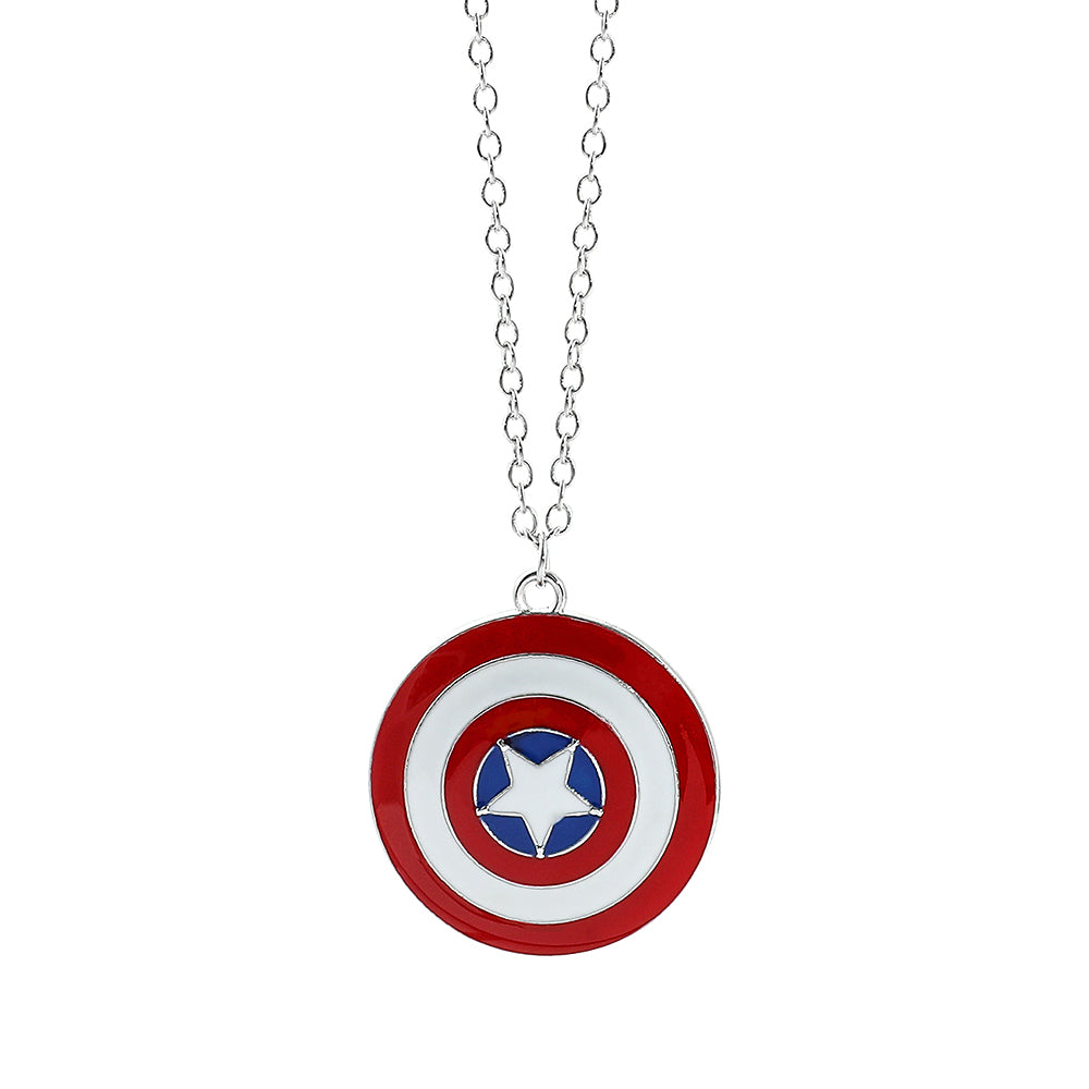 Captain America Shield Pendant Necklace – Superhero Punk Style Cosplay Jewelry for Men &amp; Women