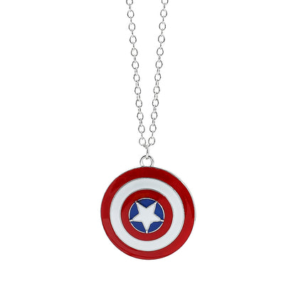 Captain America Shield Pendant Necklace – Superhero Punk Style Cosplay Jewelry for Men &amp; Women
