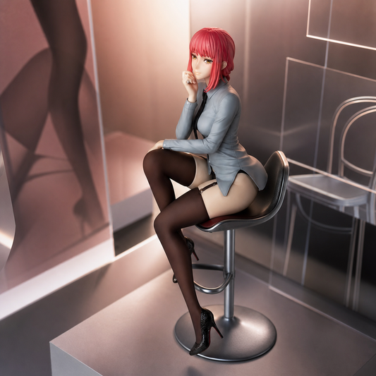 Chainsaw Man Makima Sitting Figure Black Stockings Suit Anime Statue Model