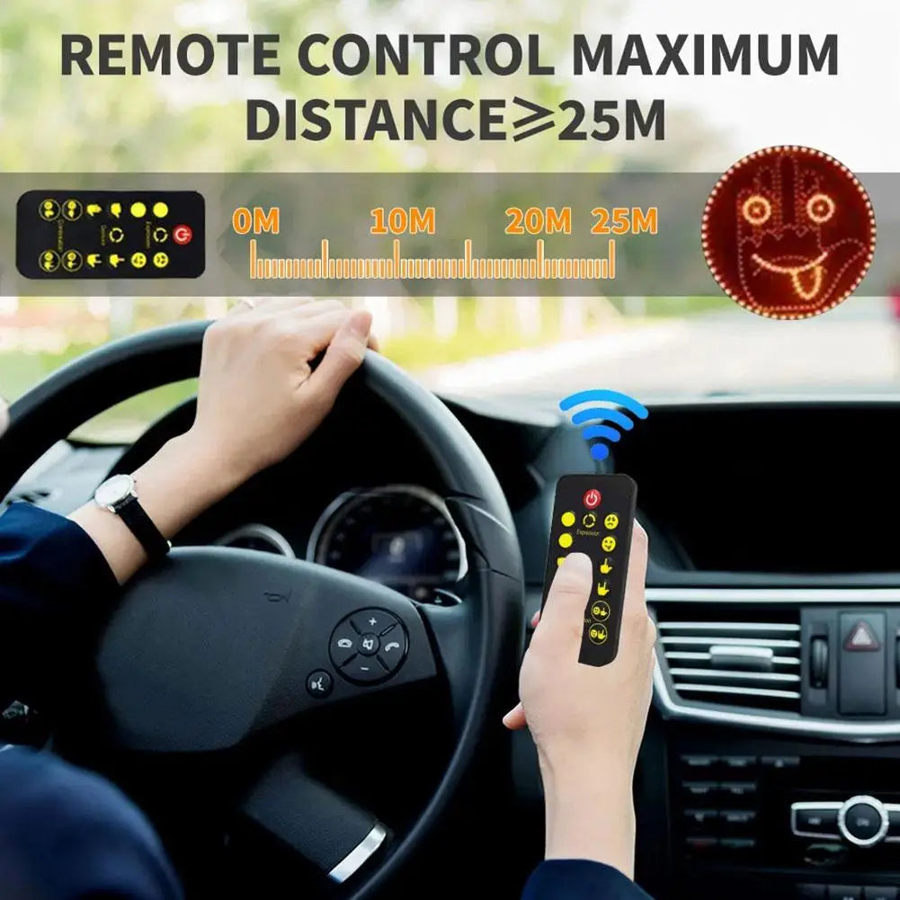 LED Hand Gesture Light for Car mounted on rear window night view