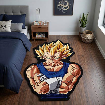 Dragon Ball Z Majin Vegeta Non-Slip Fan Art Rug – Irregular Shape Gaming Room &amp; Bedroom Floor Mat