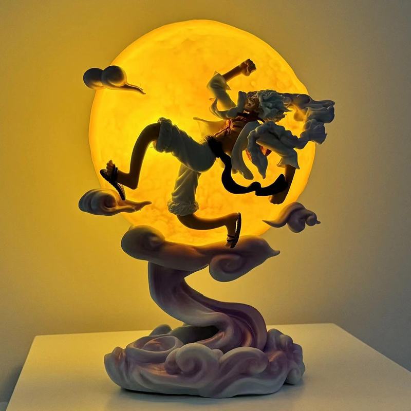 26cm One Piece Moon Nika Luffy Gear 5 Figure – LED Light-Up Moon Statue Model Home Decor