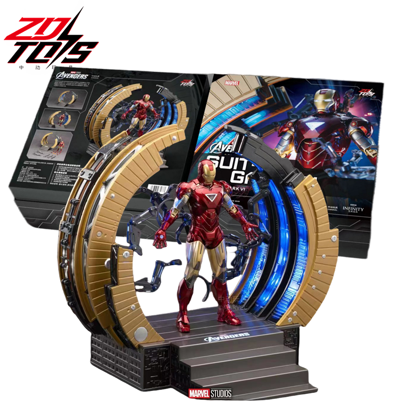 Original ZD Toys Iron Man Mark VI with LED Suit-Up Gantry & Circular Armor Dismantling Platform