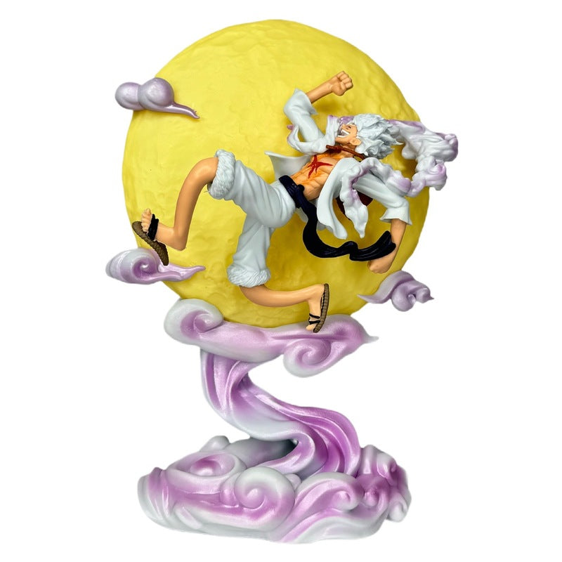 26cm One Piece Moon Nika Luffy Gear 5 Figure – LED Light-Up Moon Statue Model Home Decor
