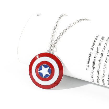 Captain America Shield Pendant Necklace – Superhero Punk Style Cosplay Jewelry for Men &amp; Women