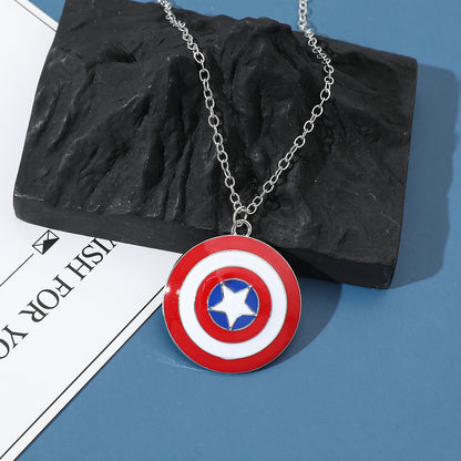 Captain America Shield Pendant Necklace – Superhero Punk Style Cosplay Jewelry for Men &amp; Women
