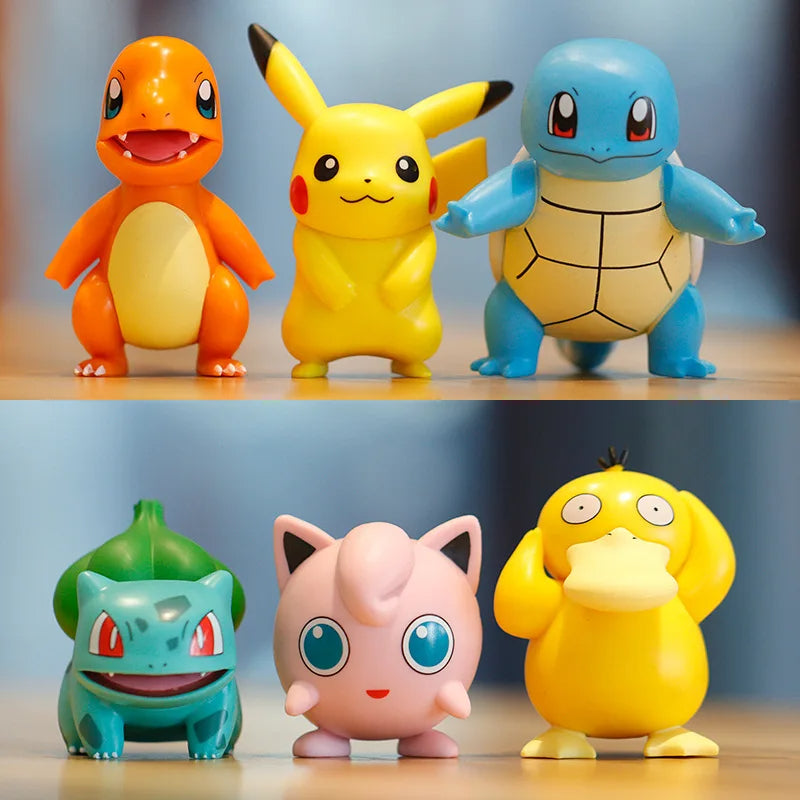 Pokemon Anime Figures Set – Pikachu, Charmander, Squirtle, Bulbasaur, Psyduck &amp; Jigglypuff Collectible Models