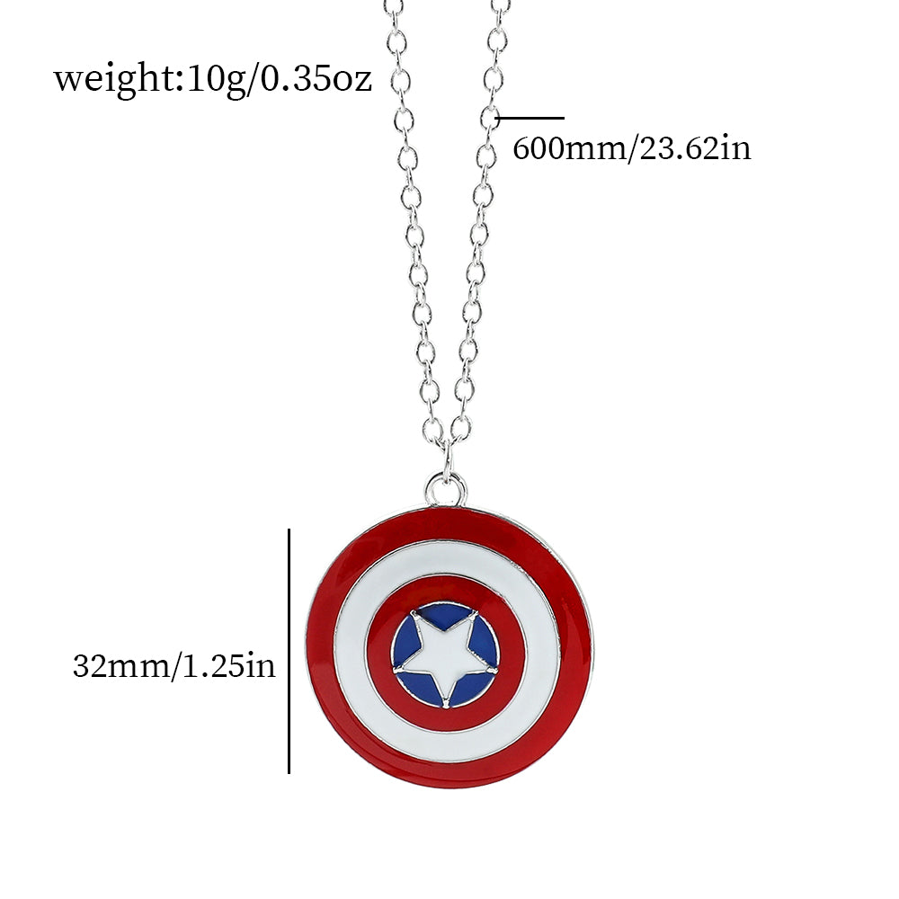 Captain America Shield Pendant Necklace – Superhero Punk Style Cosplay Jewelry for Men & Women