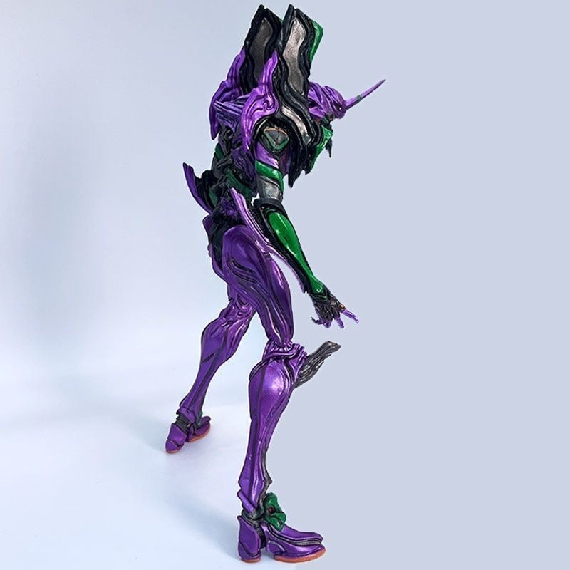 Evangelion Unit-01 figure displayed on a desk as anime room decor